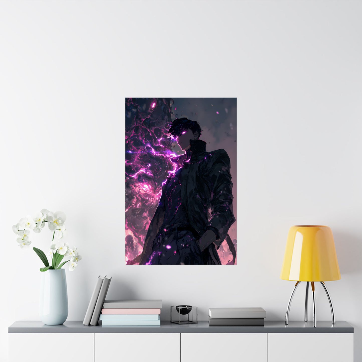 Solo Leveling Sung Jinwoo Shadow Monarch Anime Fan Art Matte Vertical Poster Wall Art