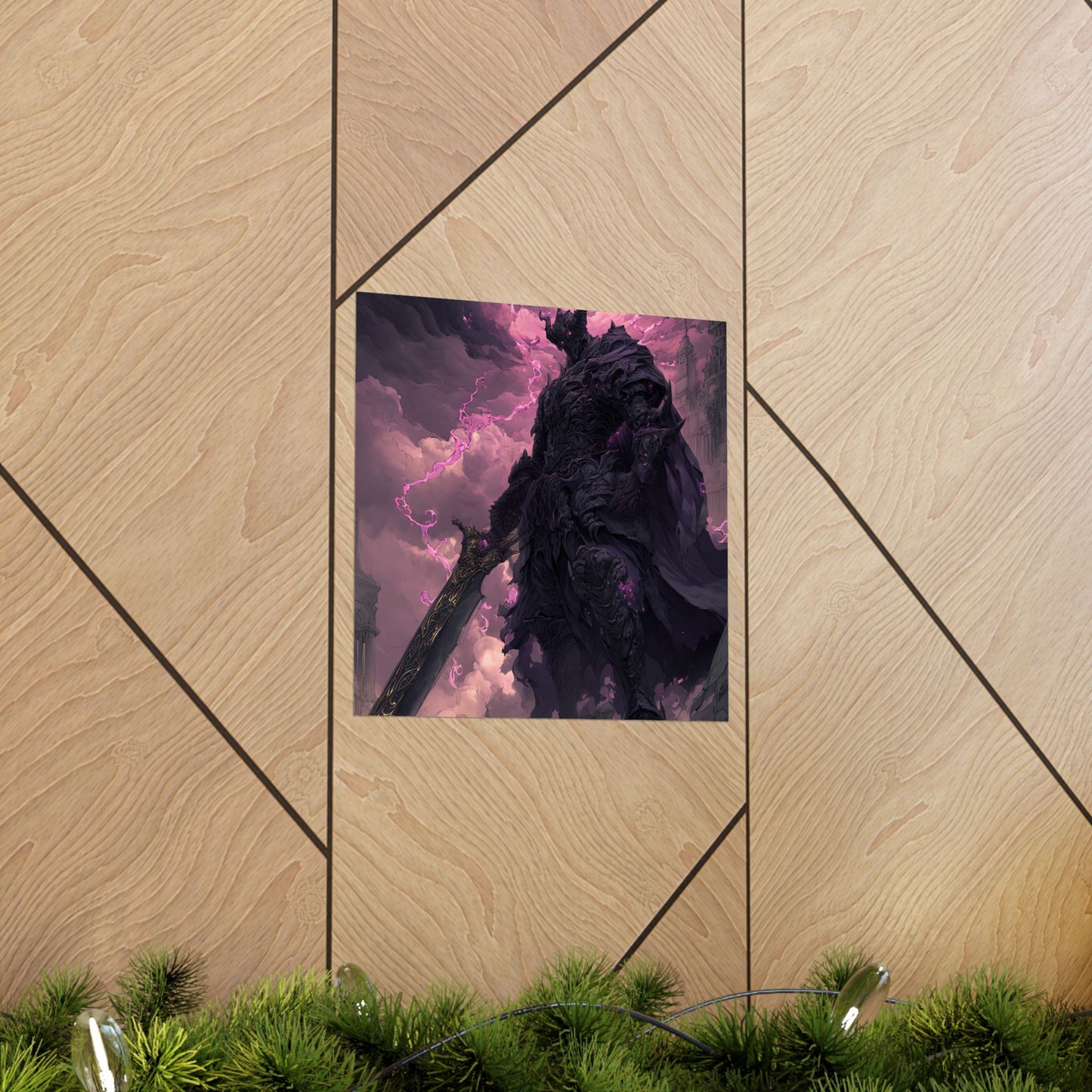 Dark Elemental Knight, Original Anime Art Matte Vertical Poster Wall Art