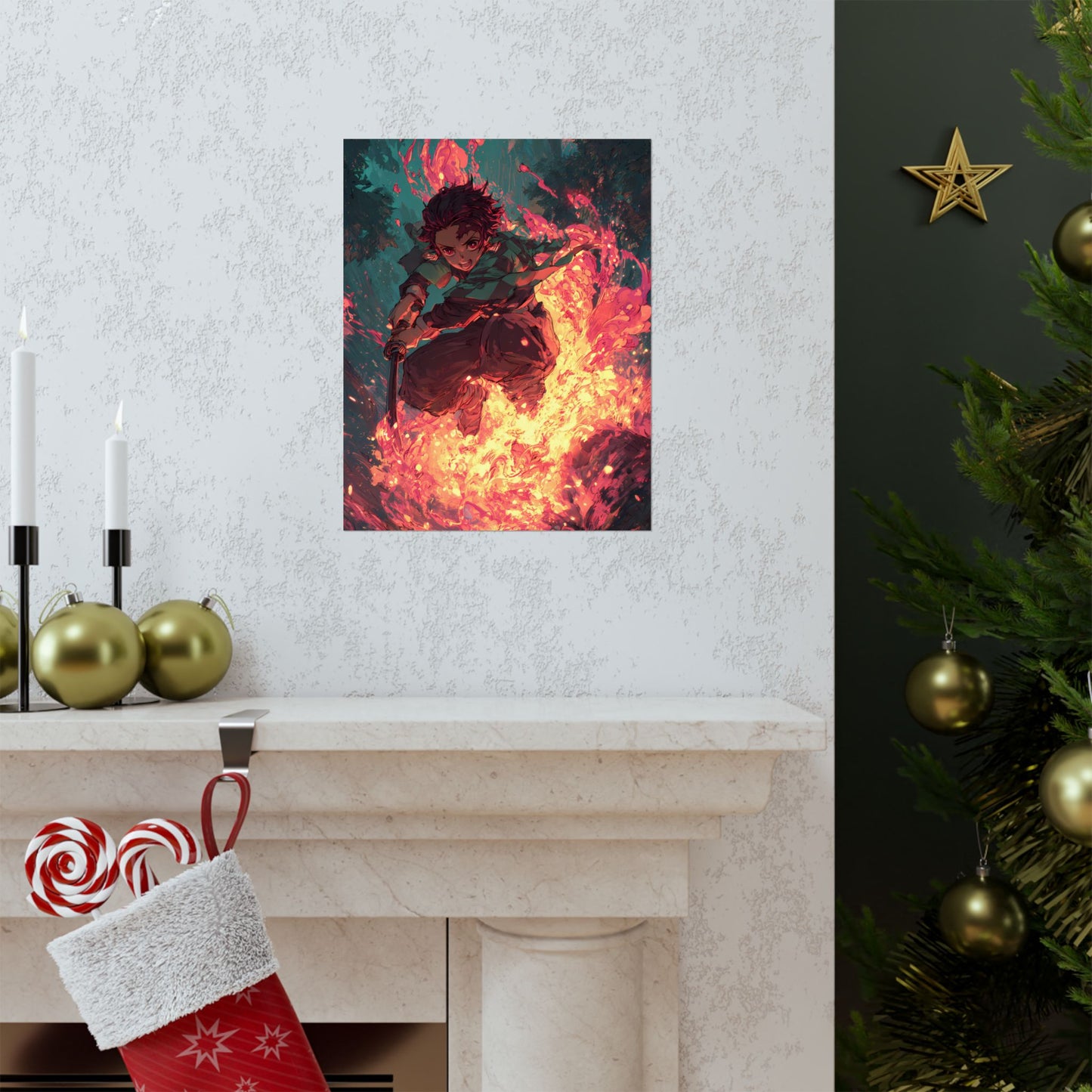 Tanjiro Kamado Hinokami Kagura, Demon Slayer Anime Matte Vertical Poster Wall Art