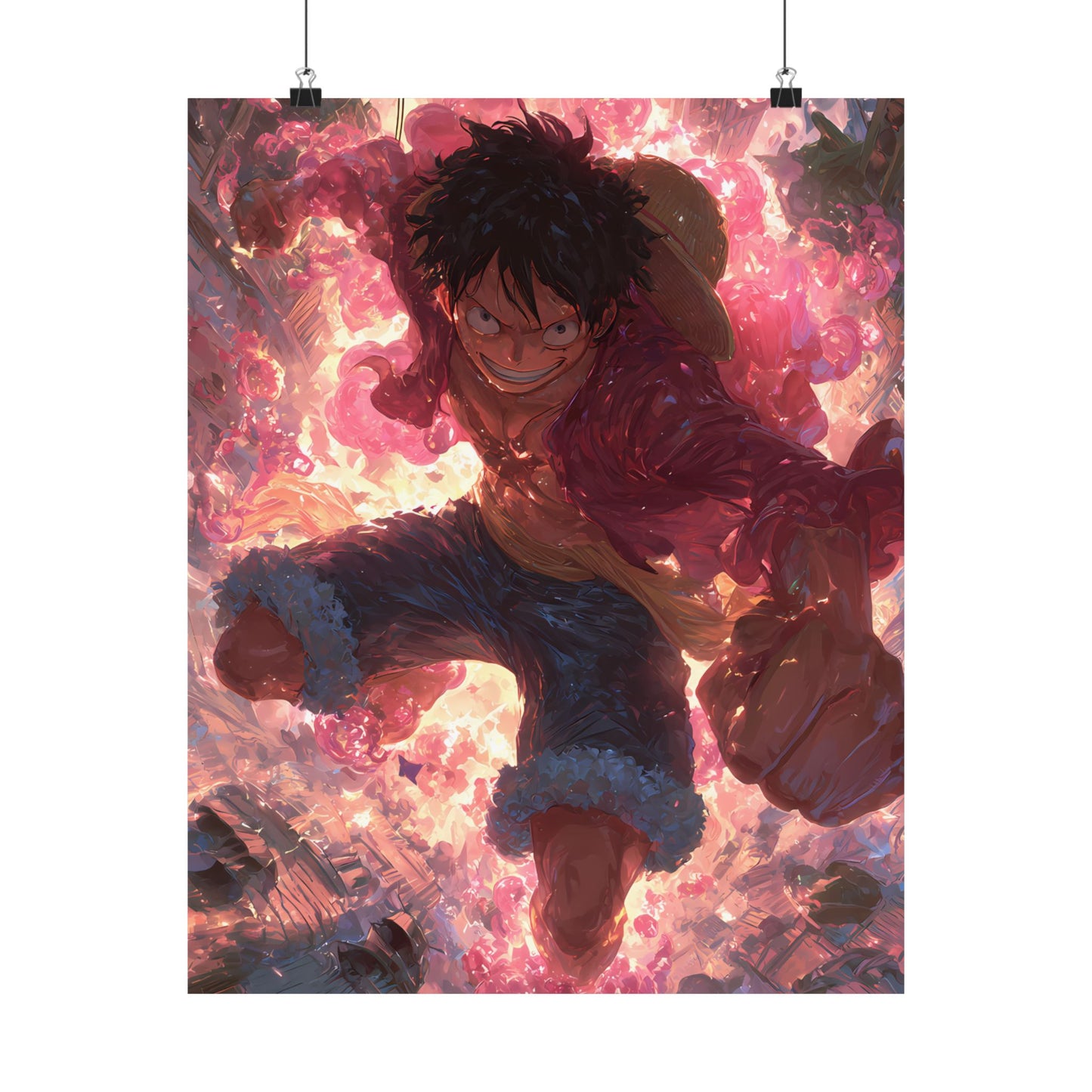 Monkey D. Luffy, One Piece Anime Gomu Gomu No Mi Matte Vertical Poster Wall Art