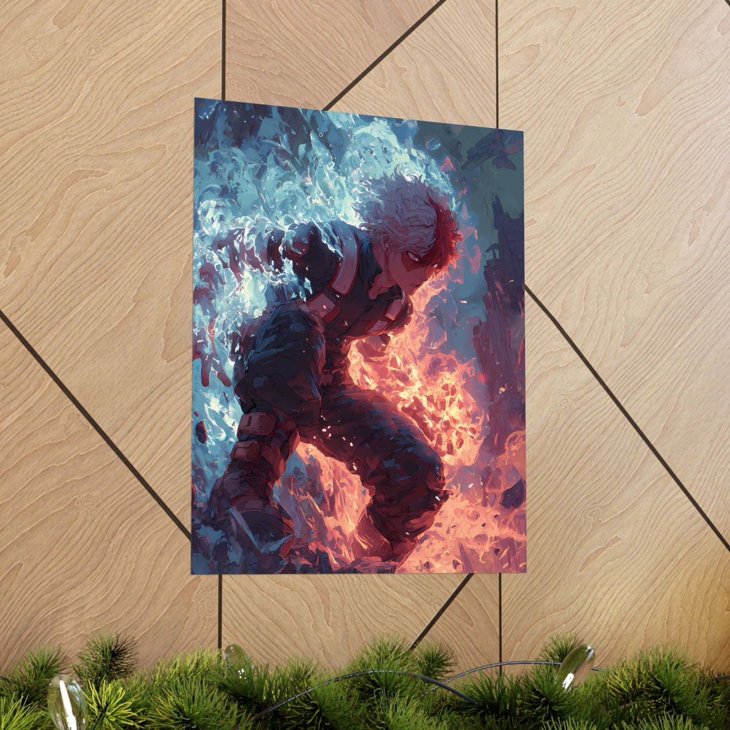 Icy Flames Shoto Todoroki My Hero Academia Anime Matte Vertical Poster Wall Art