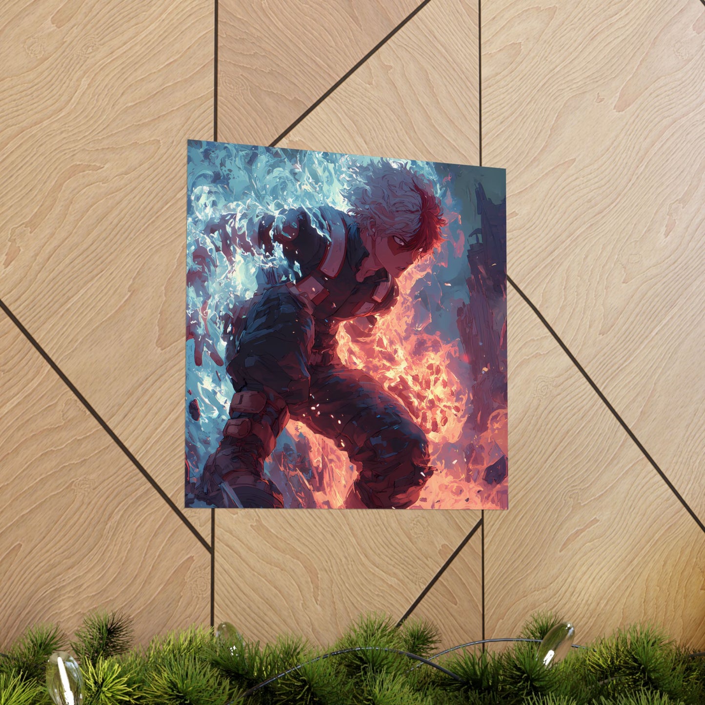 Icy Flames Shoto Todoroki My Hero Academia Anime Matte Vertical Poster Wall Art