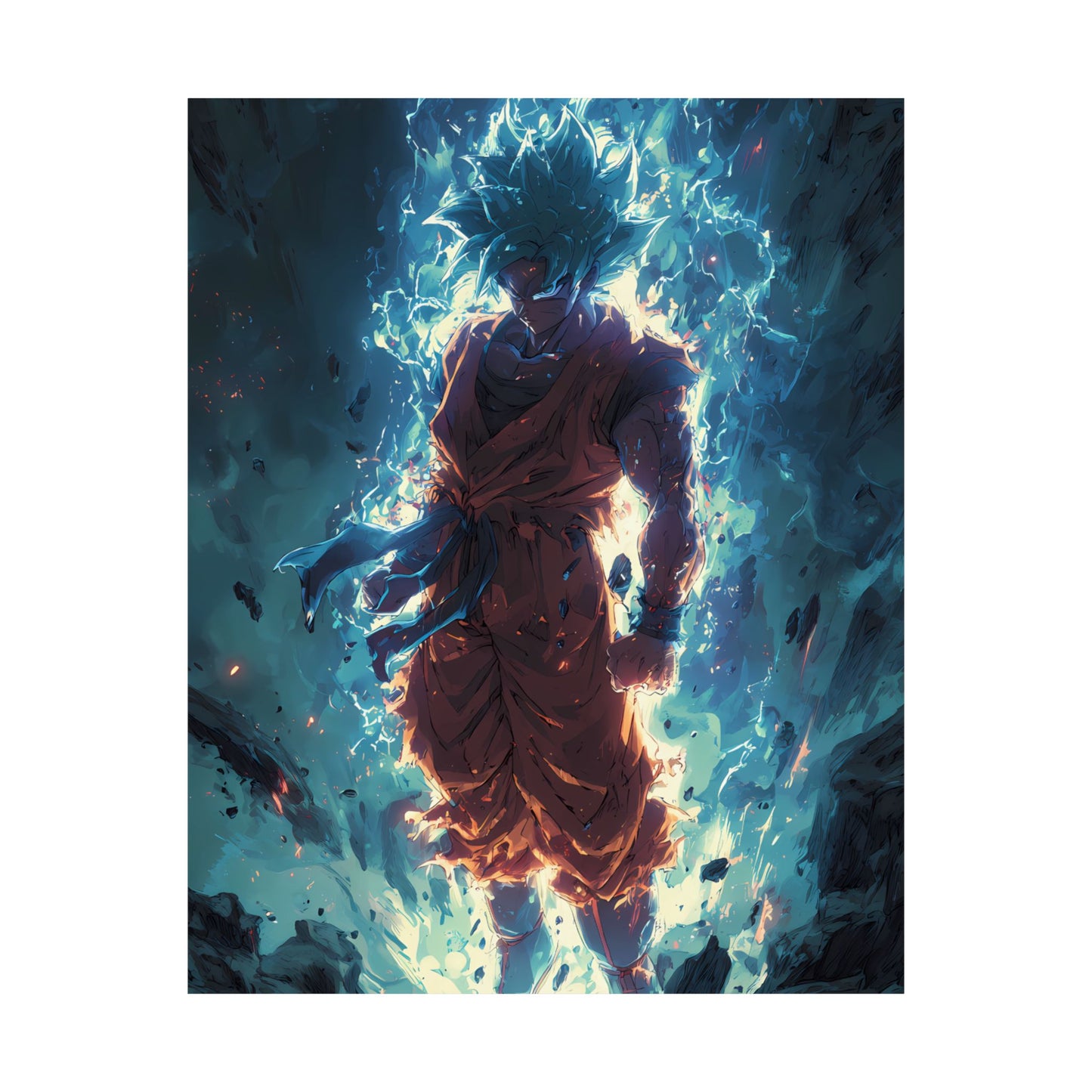 Super Saiyan Blue Goku, Dragon Ball Super Anime Fan Art Matte Vertical Poster Wall Art