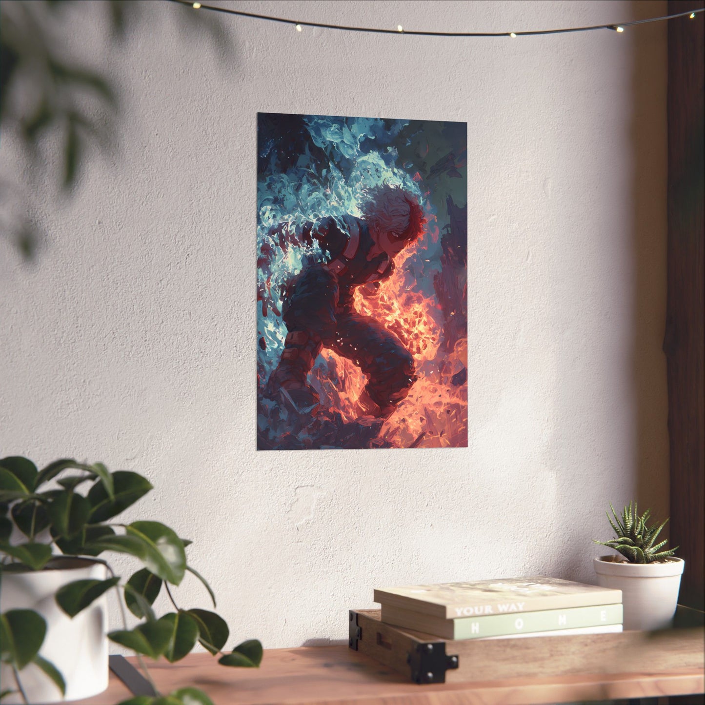 Icy Flames Shoto Todoroki My Hero Academia Anime Matte Vertical Poster Wall Art