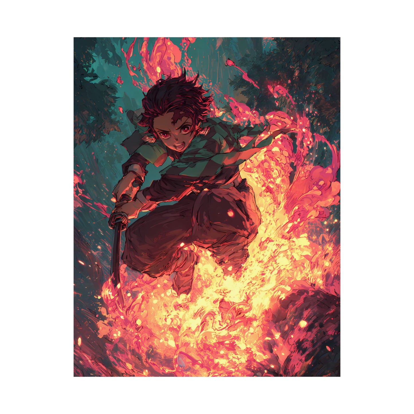 Tanjiro Kamado Hinokami Kagura, Demon Slayer Anime Matte Vertical Poster Wall Art
