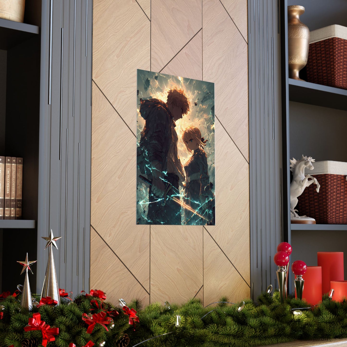 Saber and Emiya Shirou, Fate Stay Night Unlimited Blade Works Matte Vertical Poster Wall Art