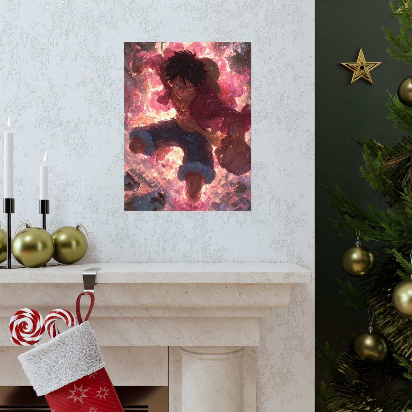 Monkey D. Luffy, One Piece Anime Gomu Gomu No Mi Matte Vertical Poster Wall Art