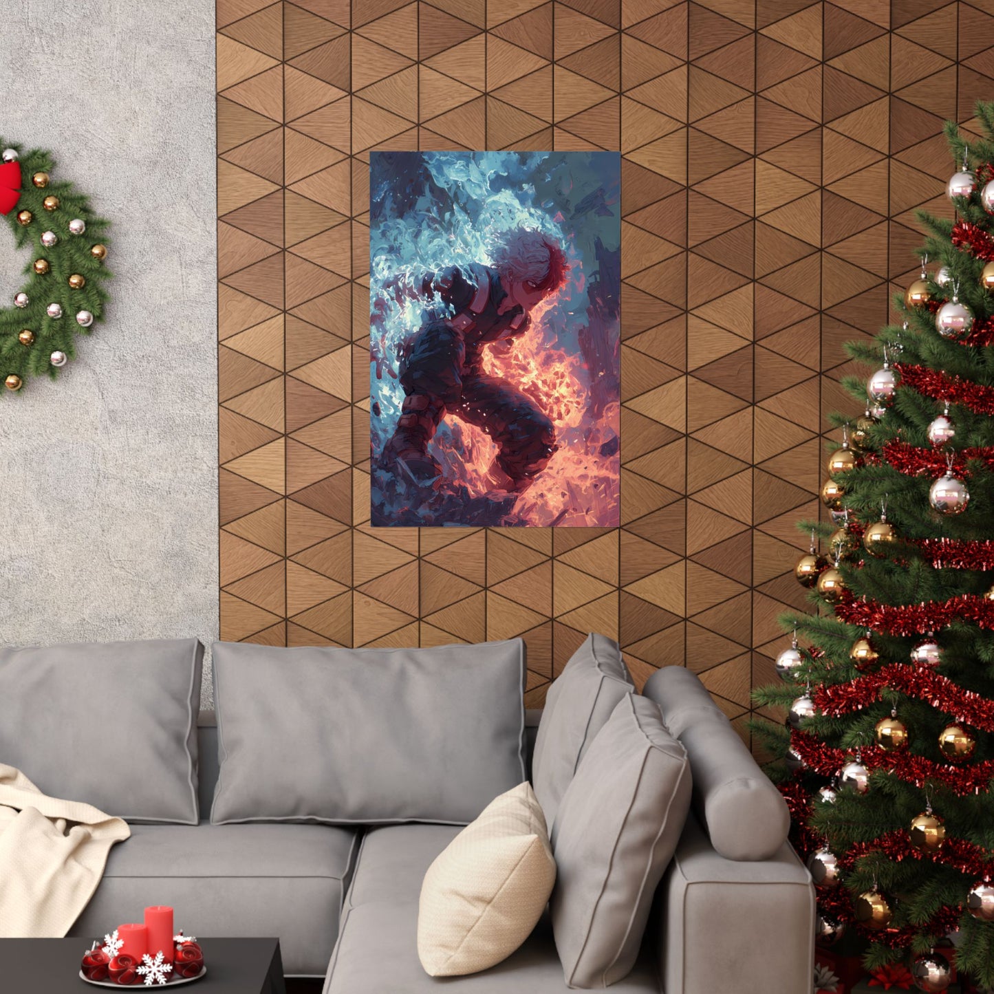 Icy Flames Shoto Todoroki My Hero Academia Anime Matte Vertical Poster Wall Art