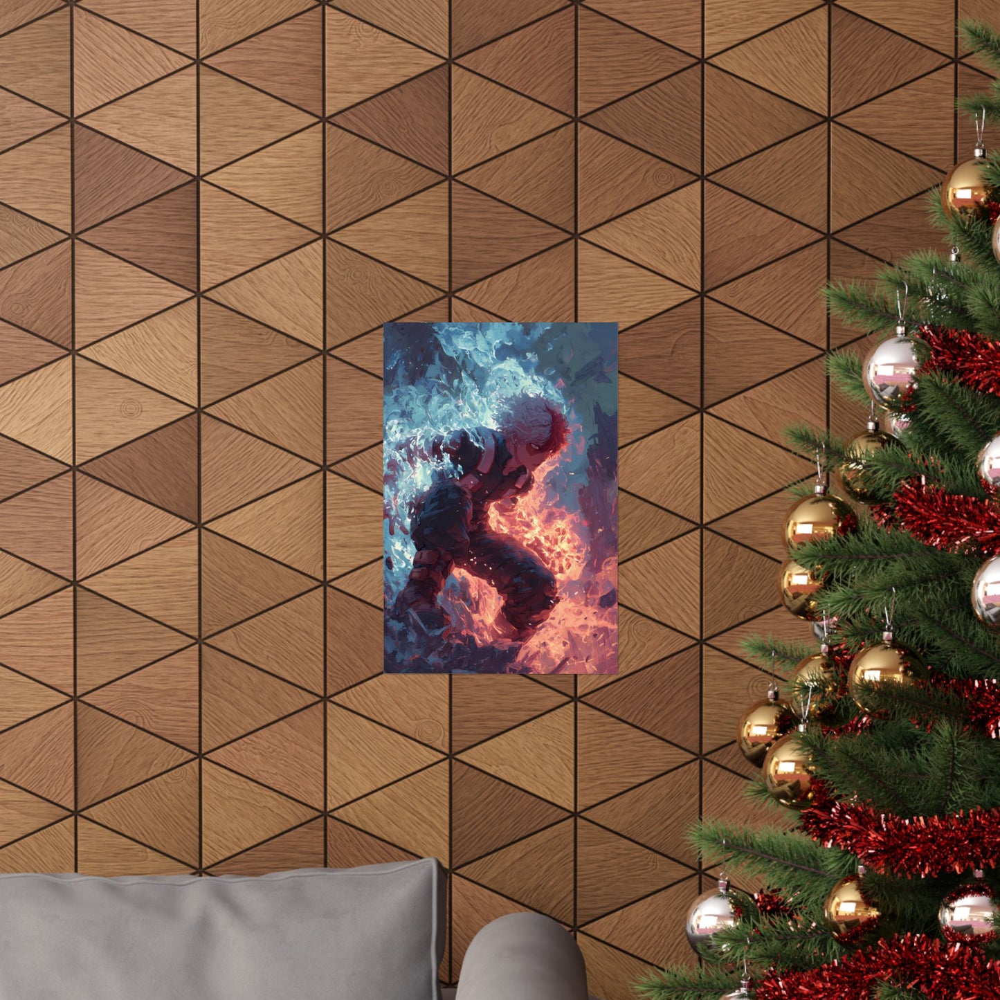 Icy Flames Shoto Todoroki My Hero Academia Anime Matte Vertical Poster Wall Art