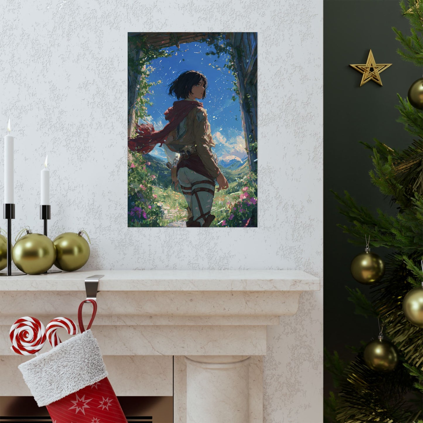 Mikasa Ackerman, Attack On Titan Anime Fan Art Matte Vertical Poster Wall Art