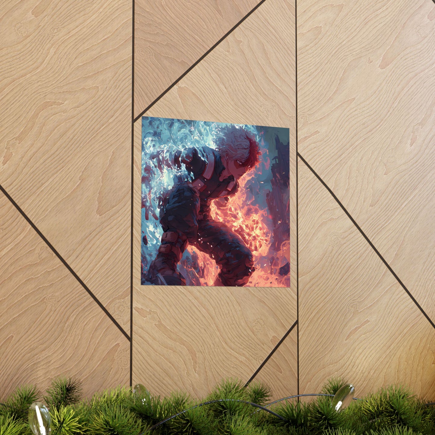 Icy Flames Shoto Todoroki My Hero Academia Anime Matte Vertical Poster Wall Art