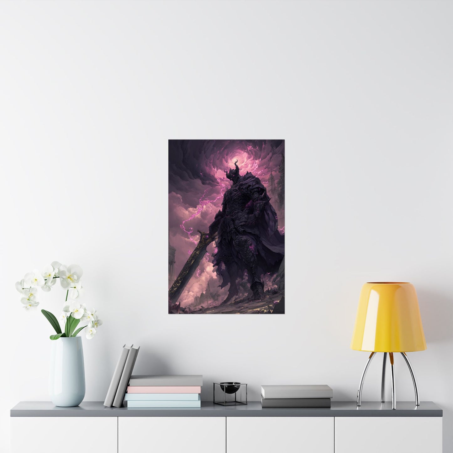 Dark Elemental Knight, Original Anime Art Matte Vertical Poster Wall Art