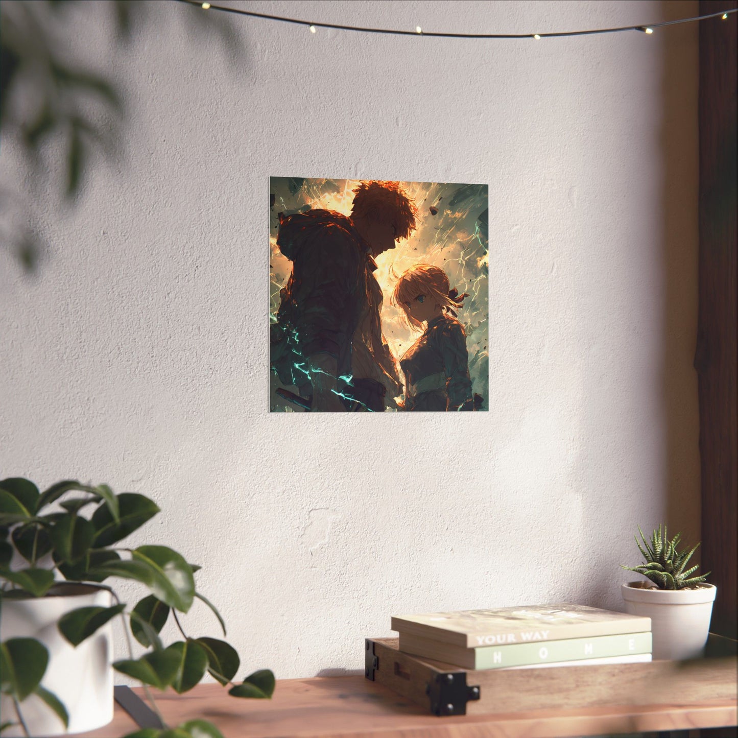 Saber and Emiya Shirou, Fate Stay Night Unlimited Blade Works Matte Vertical Poster Wall Art
