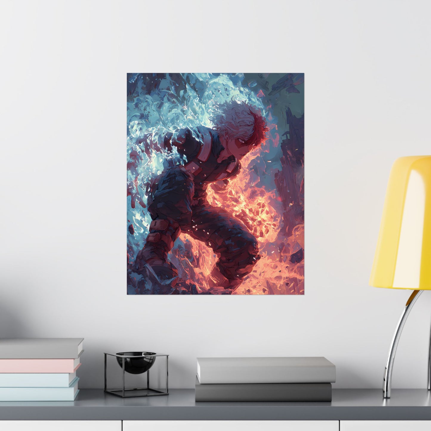 Icy Flames Shoto Todoroki My Hero Academia Anime Matte Vertical Poster Wall Art