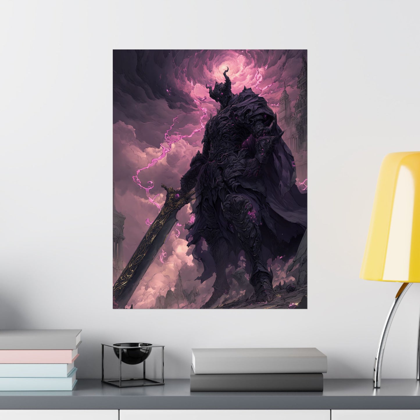 Dark Elemental Knight, Original Anime Art Matte Vertical Poster Wall Art