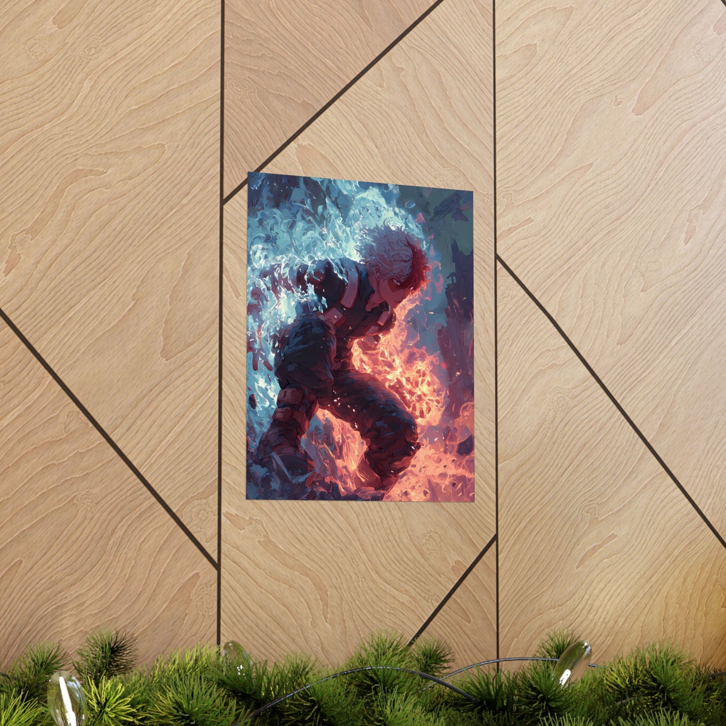Icy Flames Shoto Todoroki My Hero Academia Anime Matte Vertical Poster Wall Art