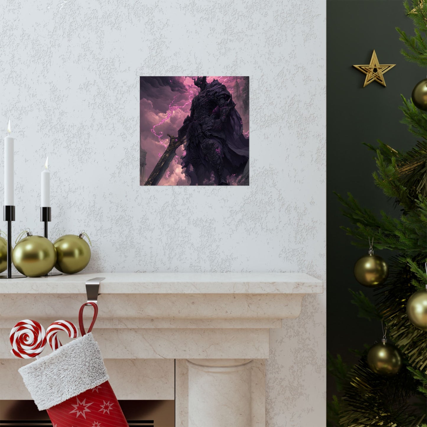Dark Elemental Knight, Original Anime Art Matte Vertical Poster Wall Art