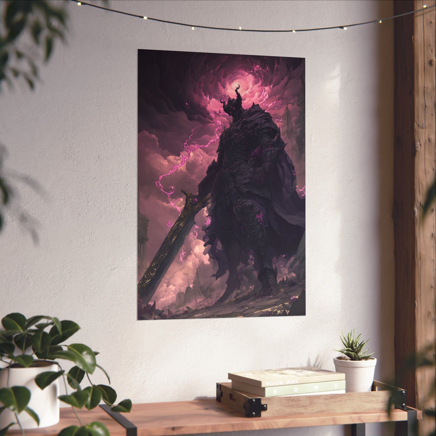 Dark Elemental Knight, Original Anime Art Matte Vertical Poster Wall Art