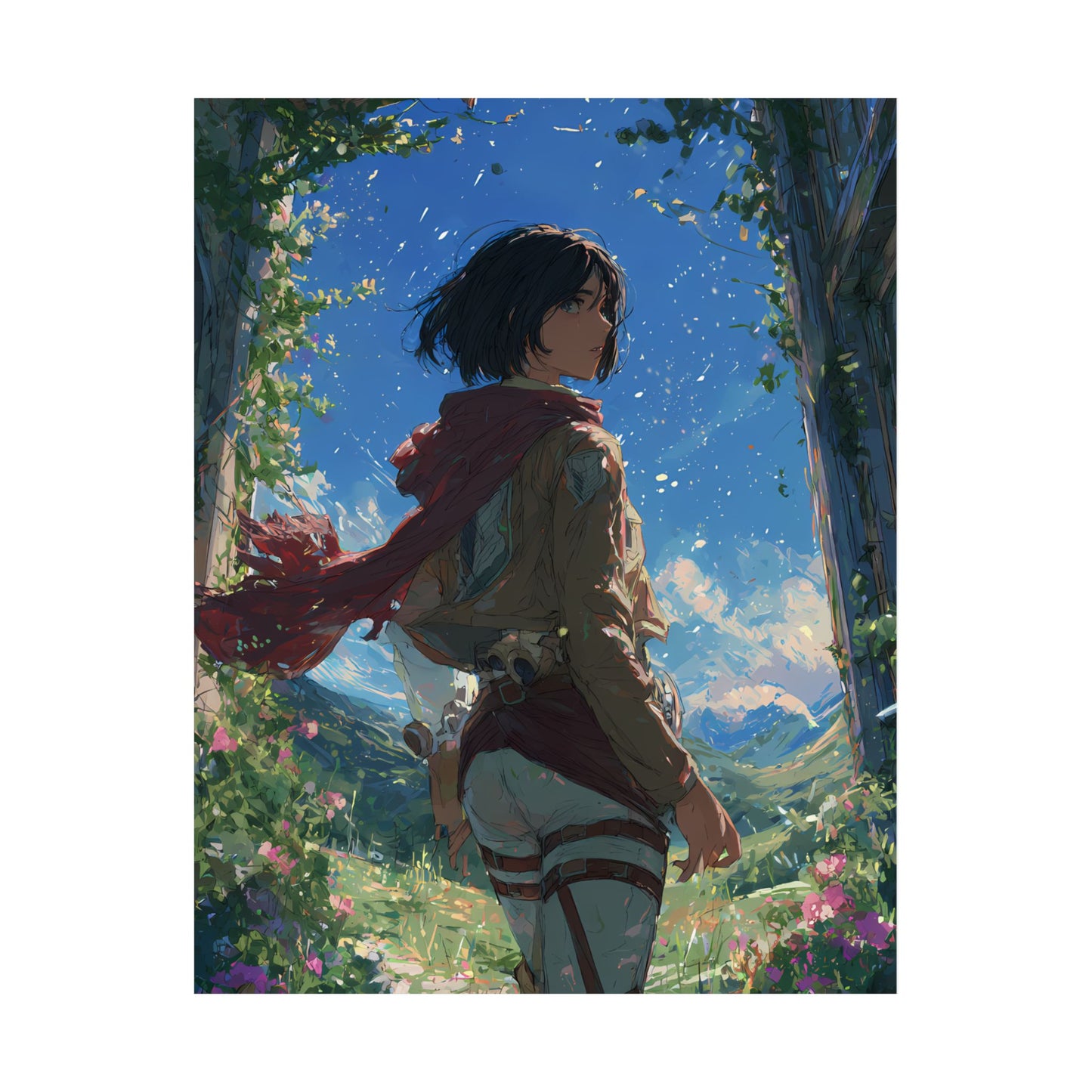 Mikasa Ackerman, Attack On Titan Anime Fan Art Matte Vertical Poster Wall Art