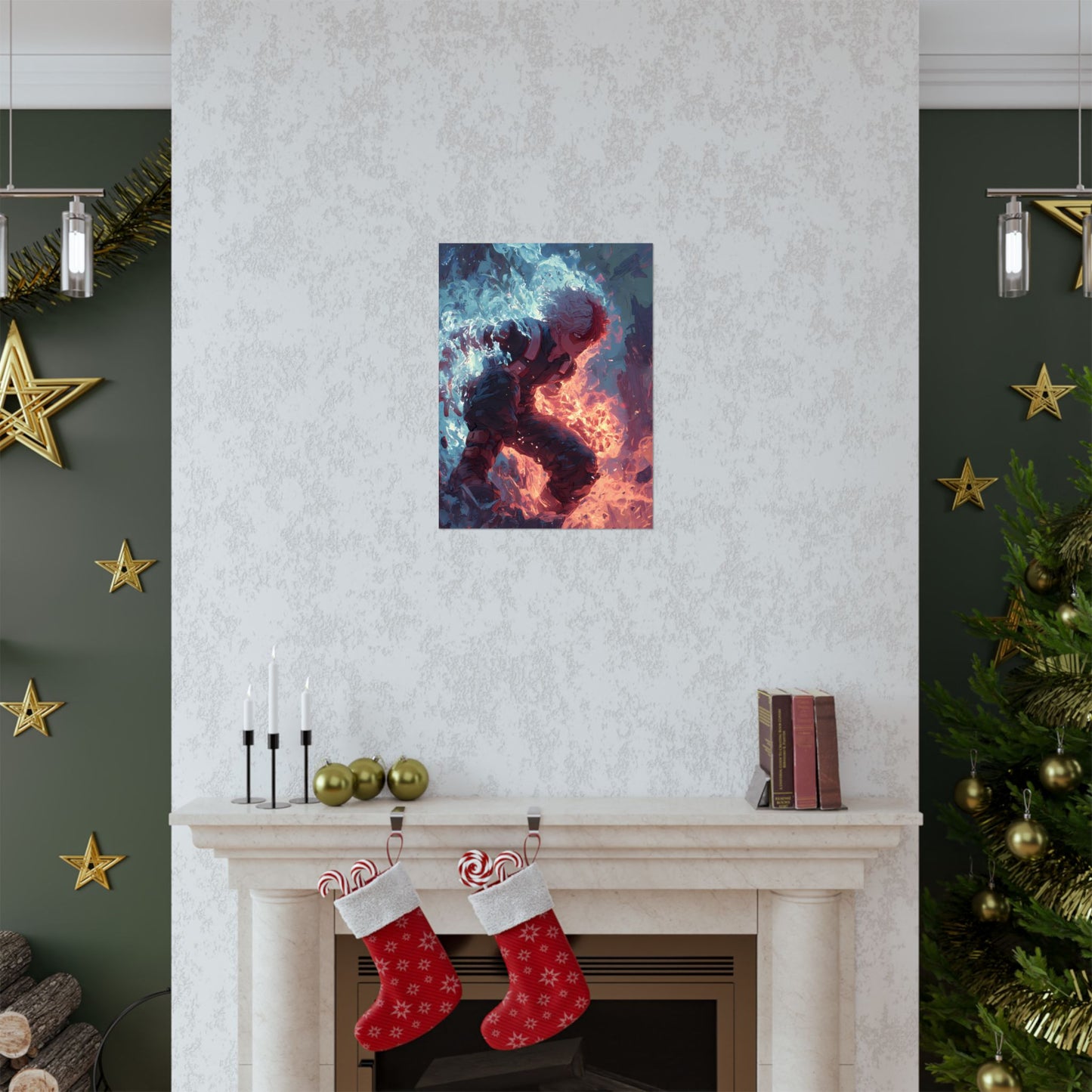 Icy Flames Shoto Todoroki My Hero Academia Anime Matte Vertical Poster Wall Art