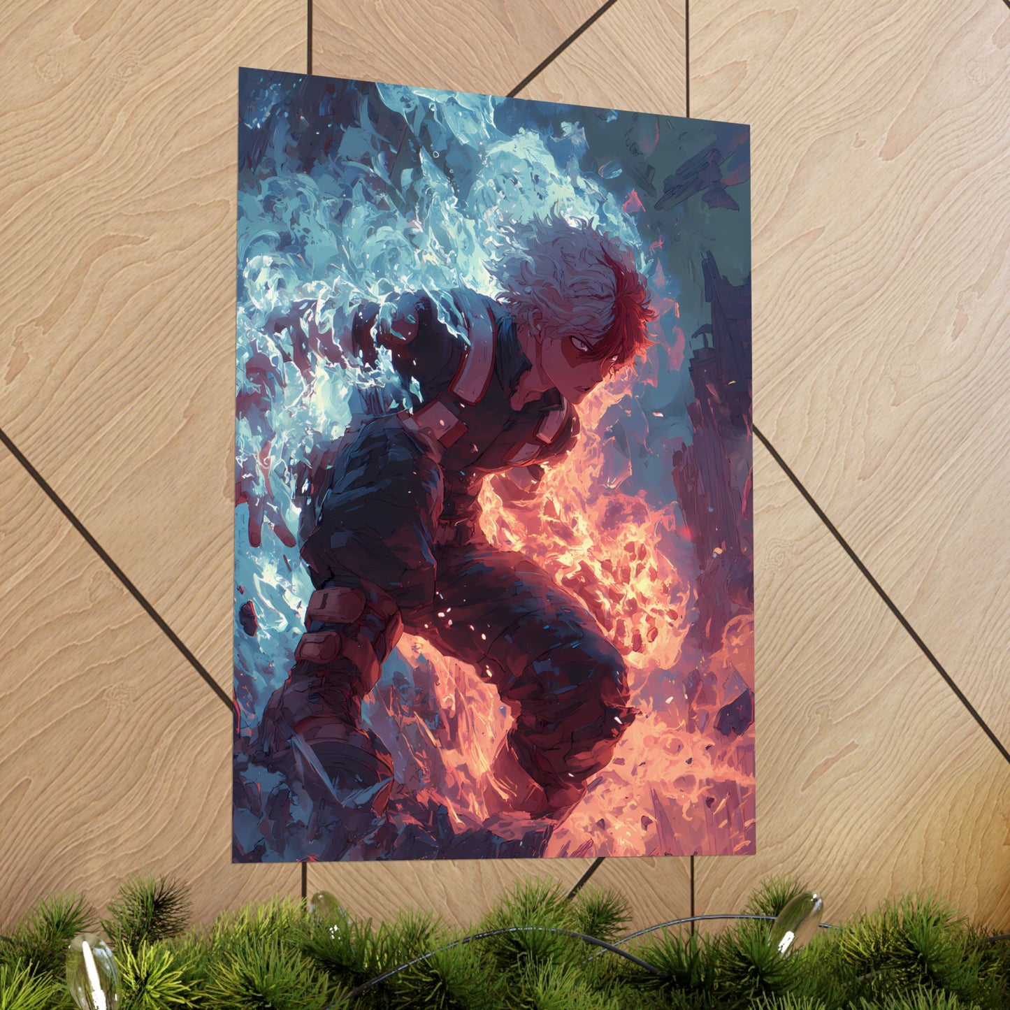 Icy Flames Shoto Todoroki My Hero Academia Anime Matte Vertical Poster Wall Art