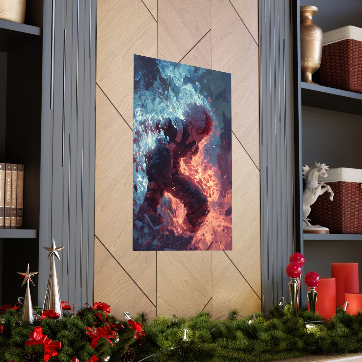Icy Flames Shoto Todoroki My Hero Academia Anime Matte Vertical Poster Wall Art