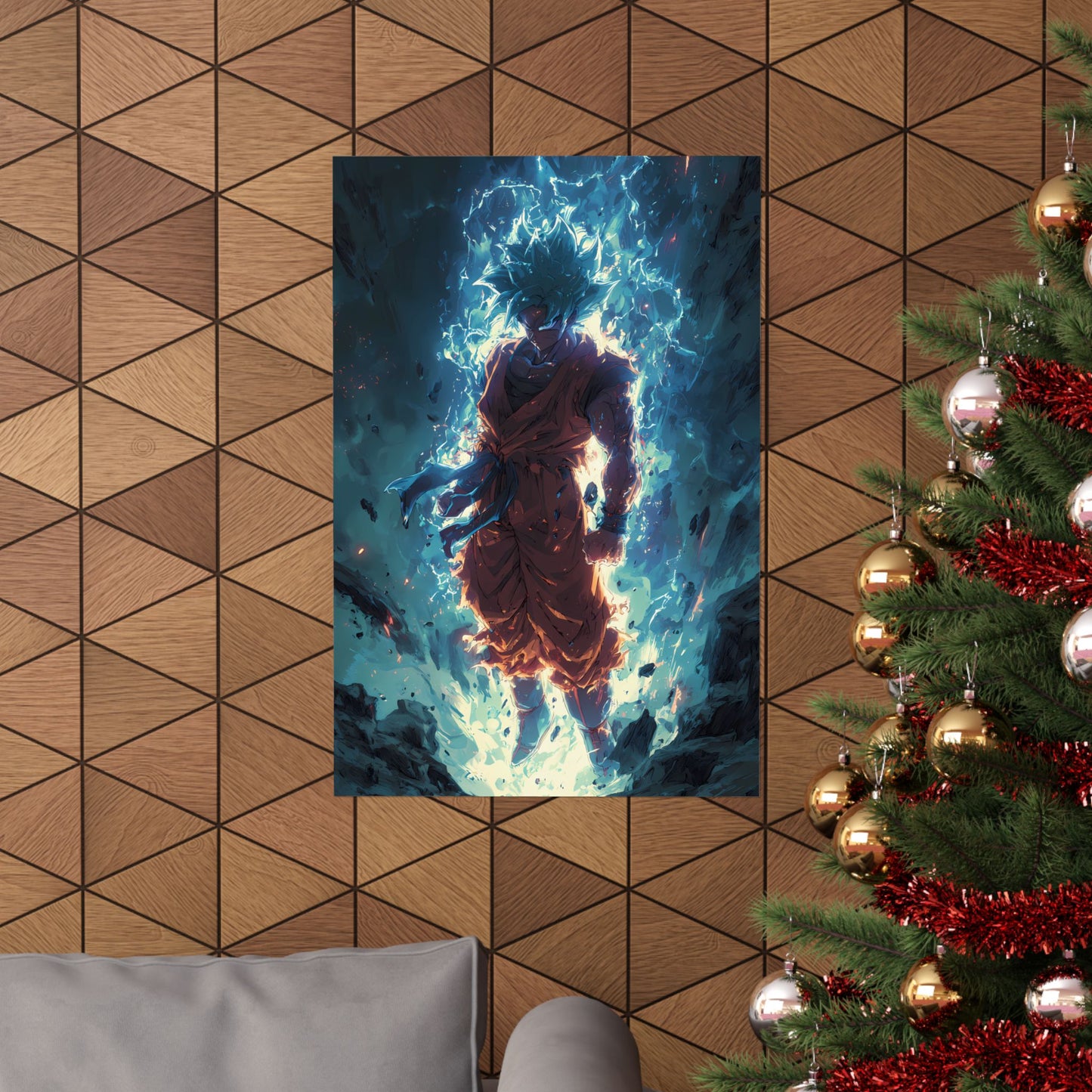 Super Saiyan Blue Goku, Dragon Ball Super Anime Fan Art Matte Vertical Poster Wall Art
