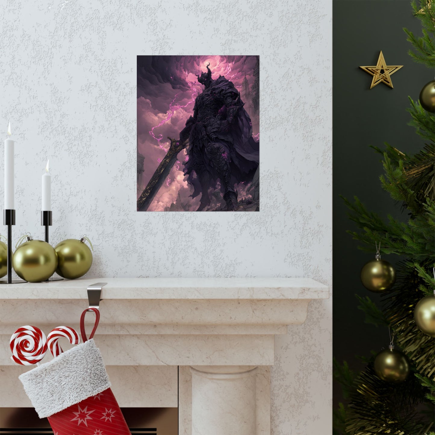 Dark Elemental Knight, Original Anime Art Matte Vertical Poster Wall Art