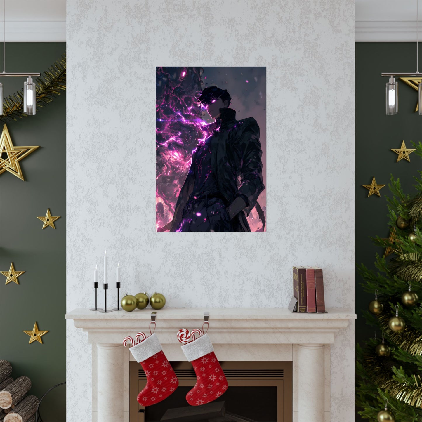 Solo Leveling Sung Jinwoo Shadow Monarch Anime Fan Art Matte Vertical Poster Wall Art