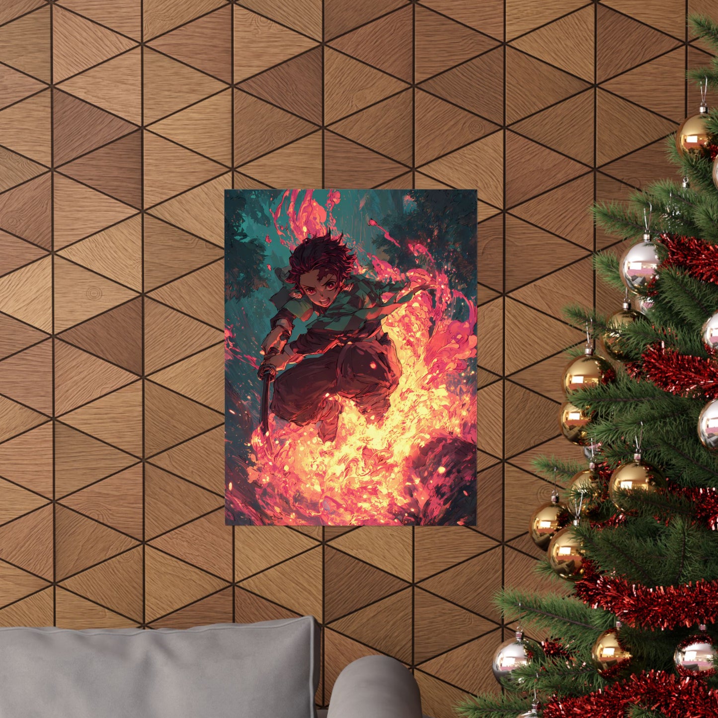 Tanjiro Kamado Hinokami Kagura, Demon Slayer Anime Matte Vertical Poster Wall Art