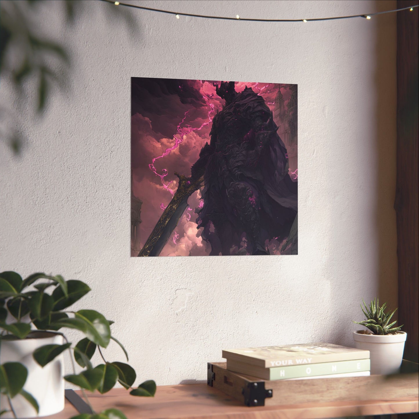 Dark Elemental Knight, Original Anime Art Matte Vertical Poster Wall Art