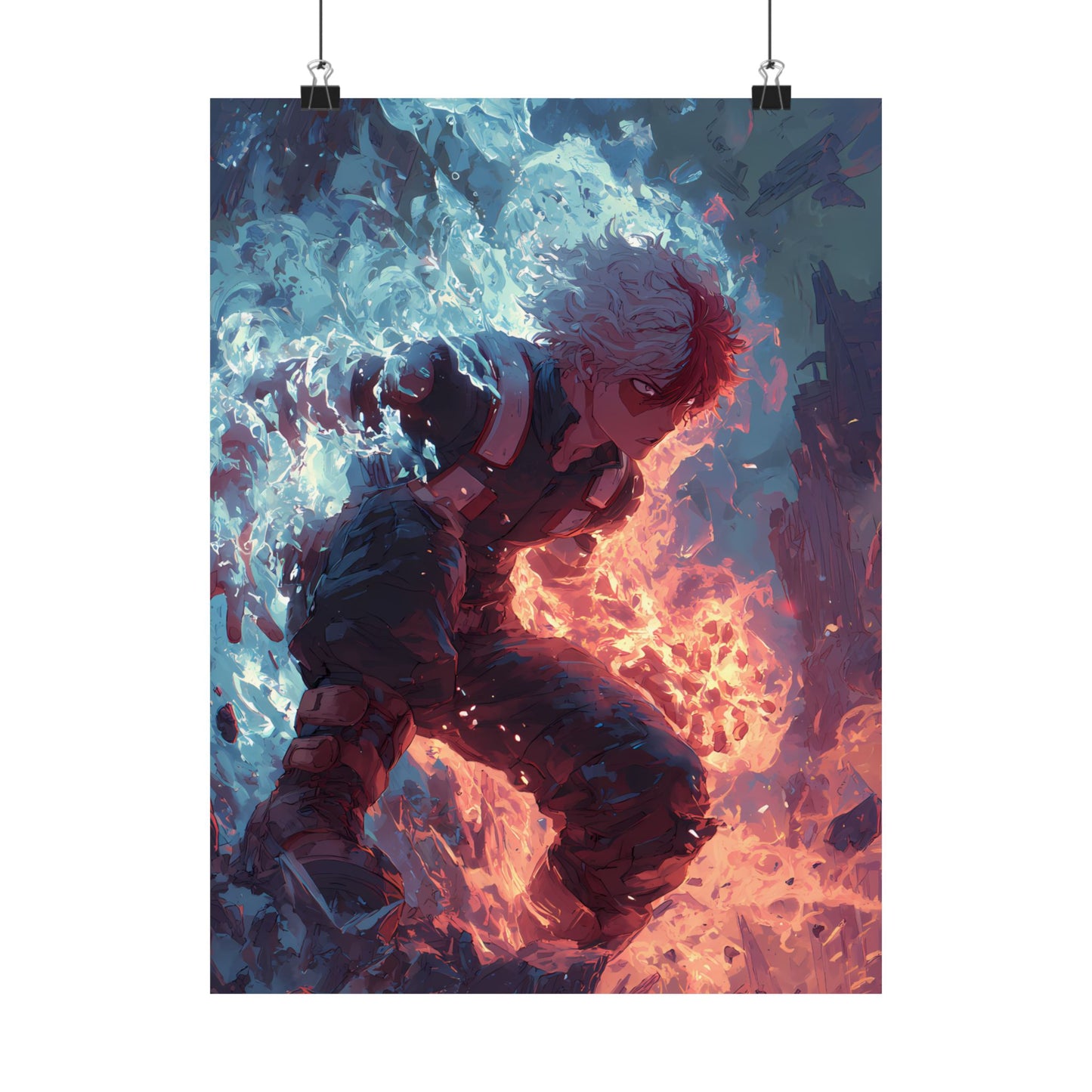 Icy Flames Shoto Todoroki My Hero Academia Anime Matte Vertical Poster Wall Art