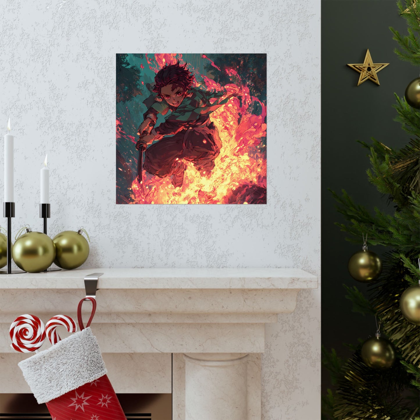 Tanjiro Kamado Hinokami Kagura, Demon Slayer Anime Matte Vertical Poster Wall Art