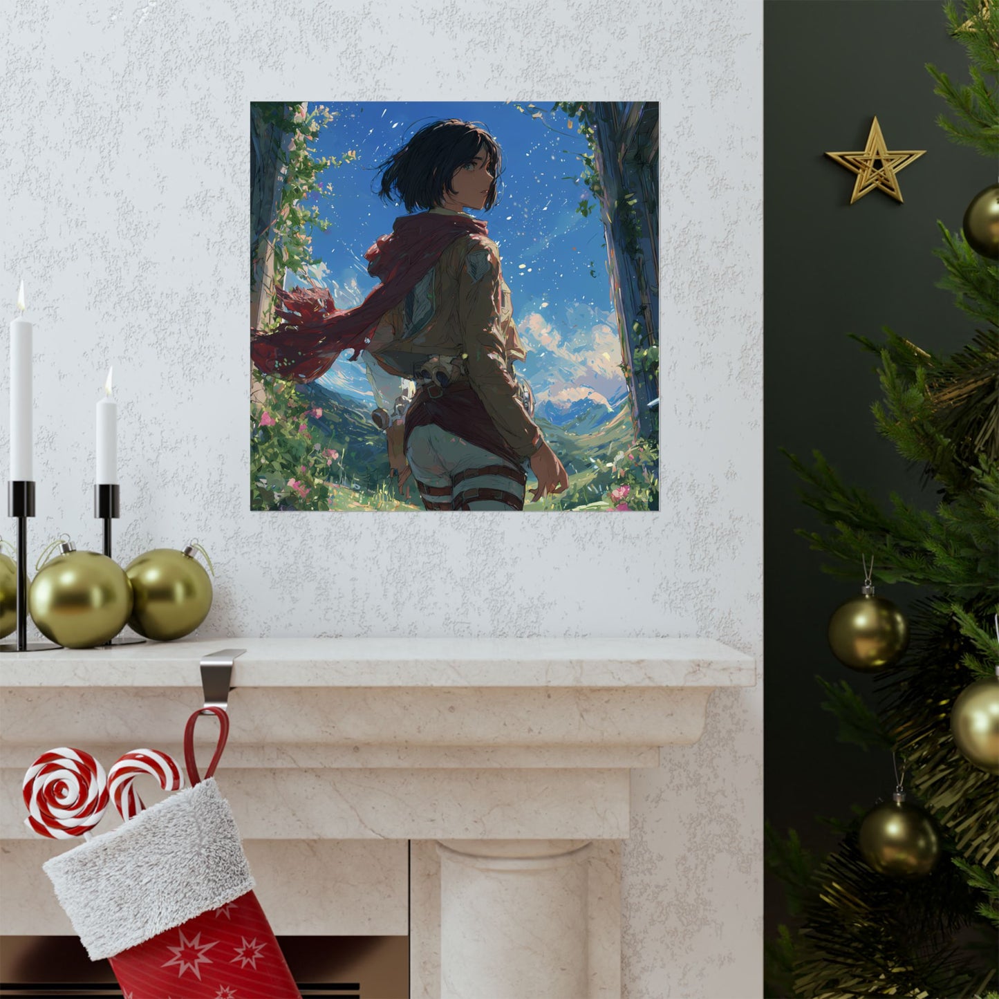 Mikasa Ackerman, Attack On Titan Anime Fan Art Matte Vertical Poster Wall Art