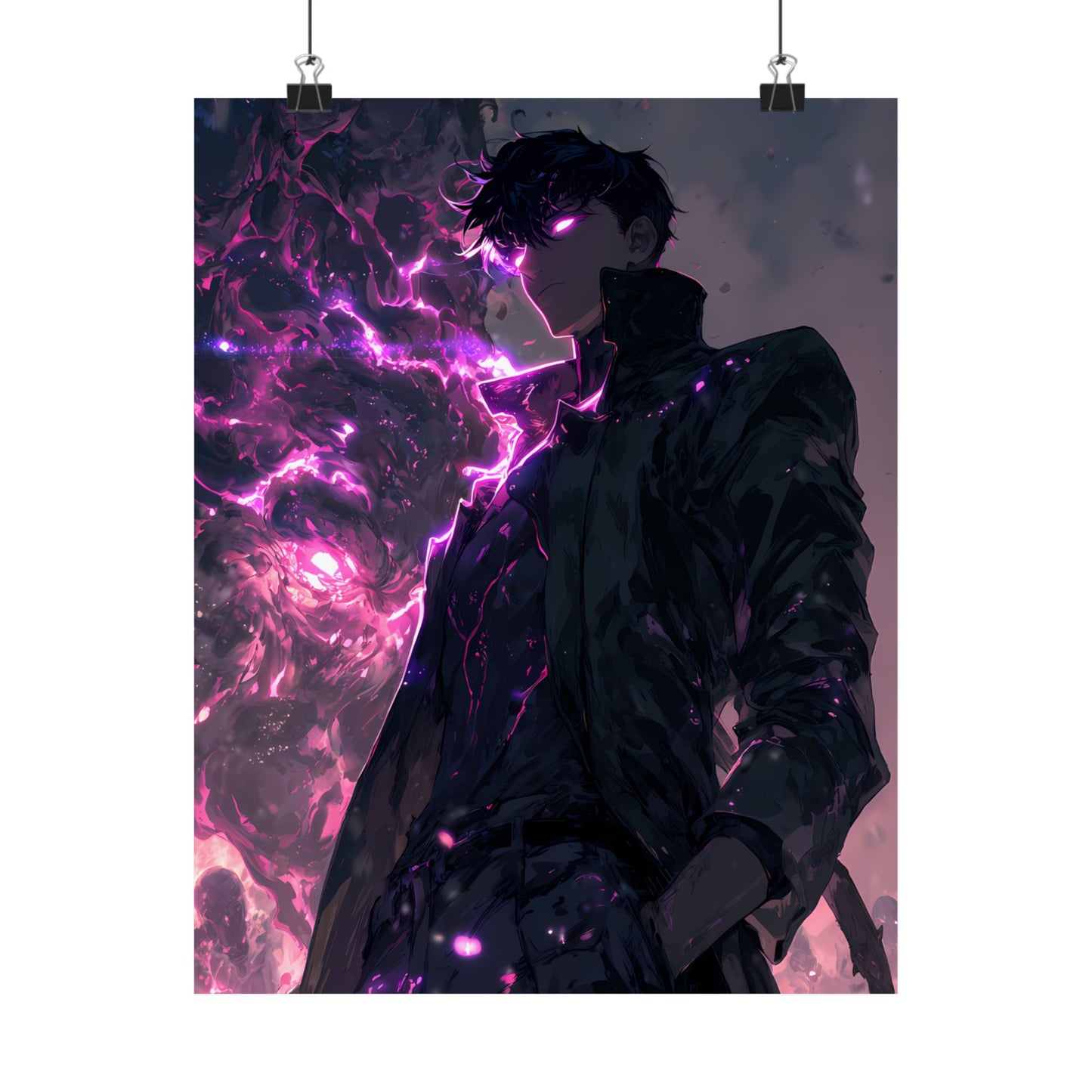 Solo Leveling Sung Jinwoo Shadow Monarch Anime Fan Art Matte Vertical Poster Wall Art