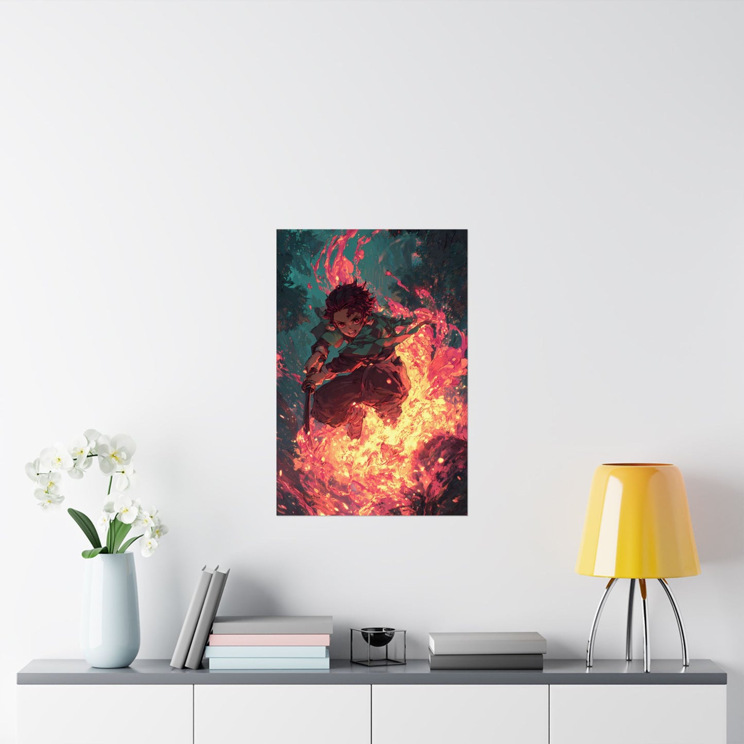 Tanjiro Kamado Hinokami Kagura, Demon Slayer Anime Matte Vertical Poster Wall Art