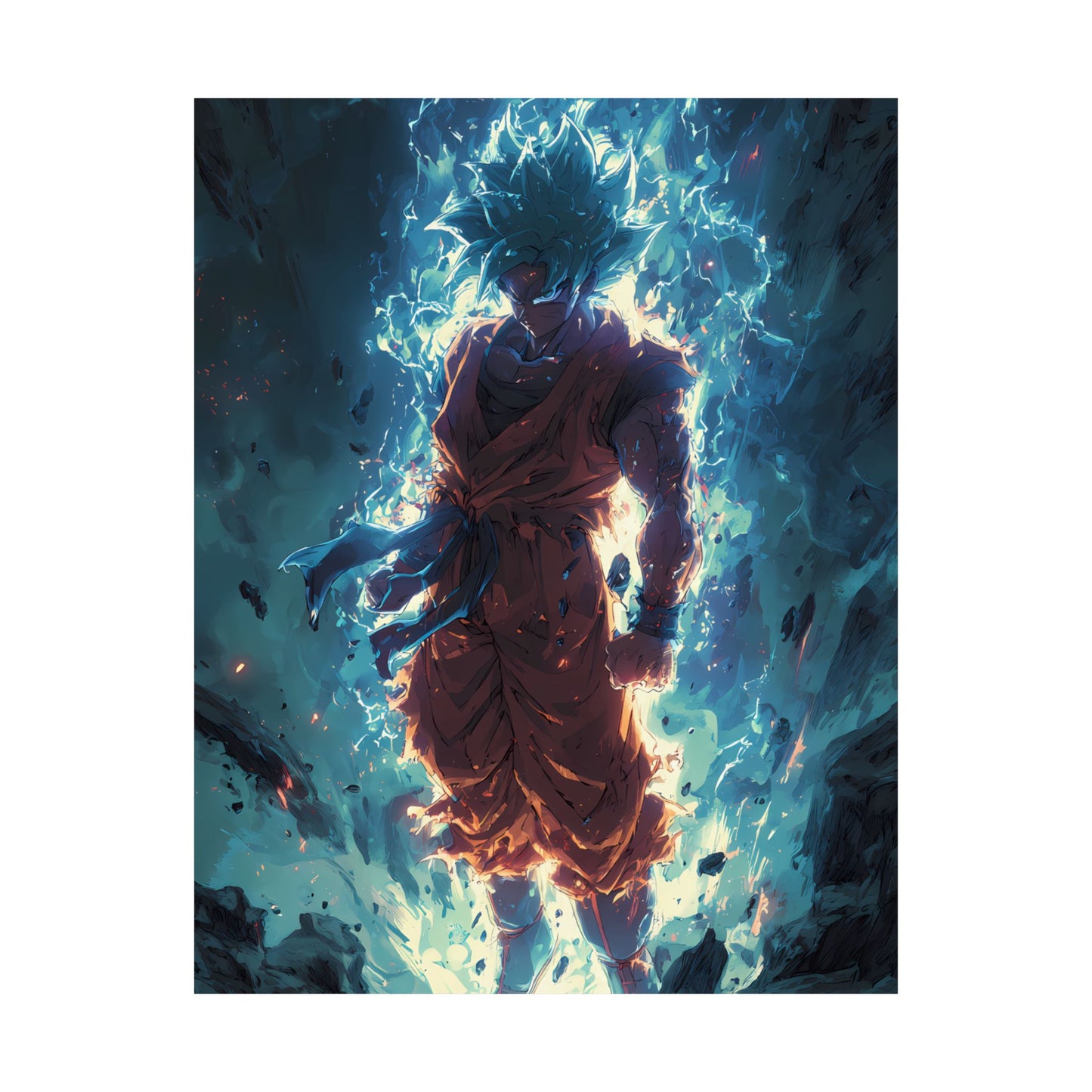 Super Saiyan Blue Goku, Dragon Ball Super Anime Fan Art Matte Vertical Poster Wall Art