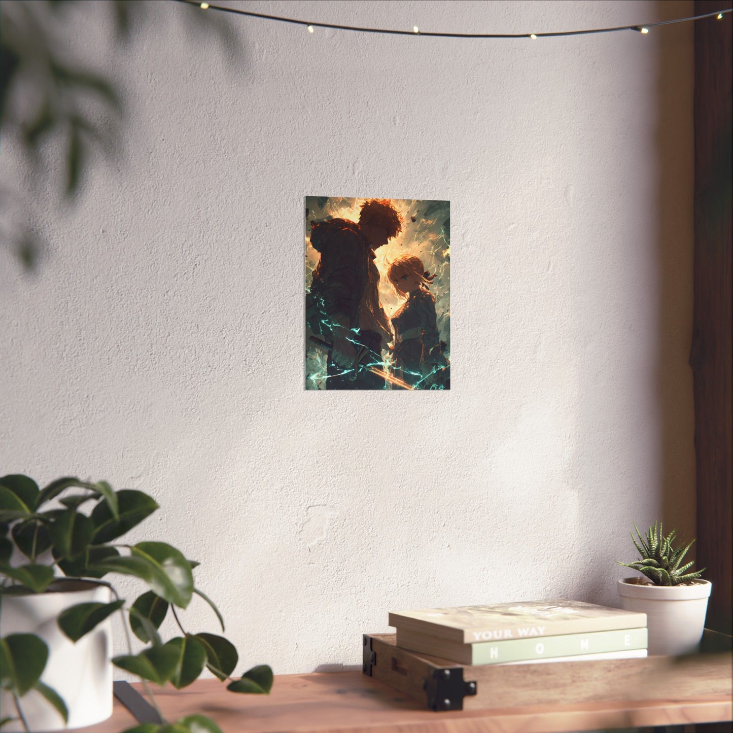 Saber and Emiya Shirou, Fate Stay Night Unlimited Blade Works Matte Vertical Poster Wall Art