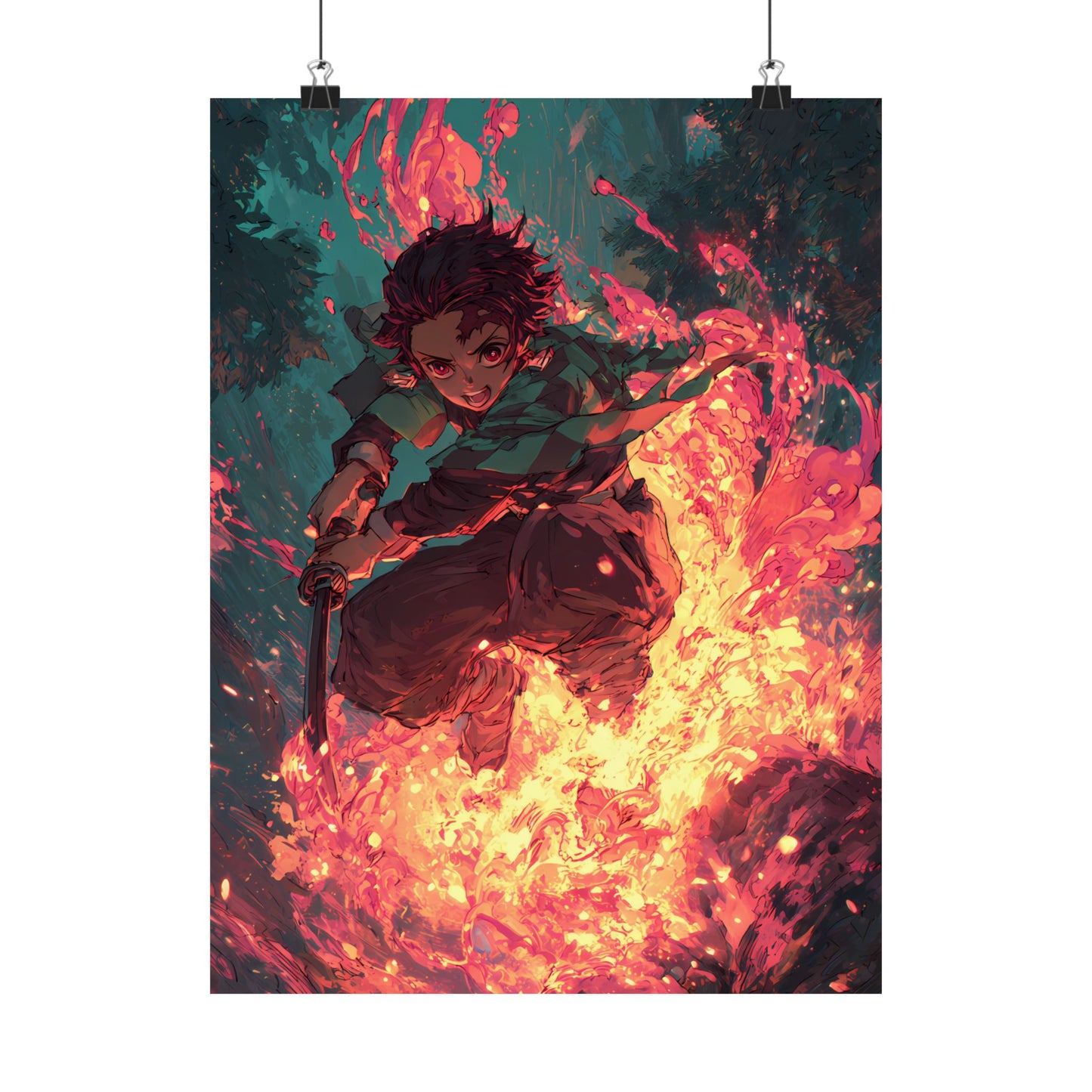 Tanjiro Kamado Hinokami Kagura, Demon Slayer Anime Matte Vertical Poster Wall Art