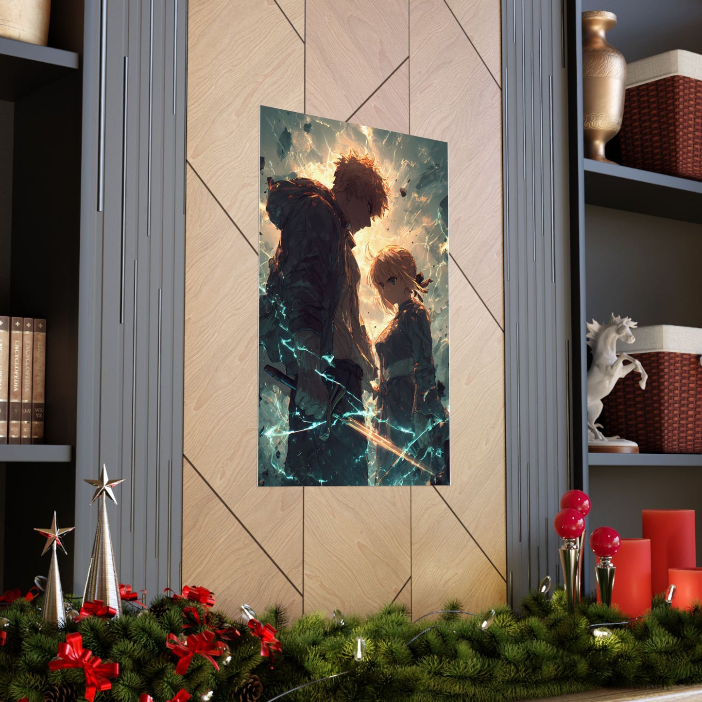 Saber and Emiya Shirou, Fate Stay Night Unlimited Blade Works Matte Vertical Poster Wall Art