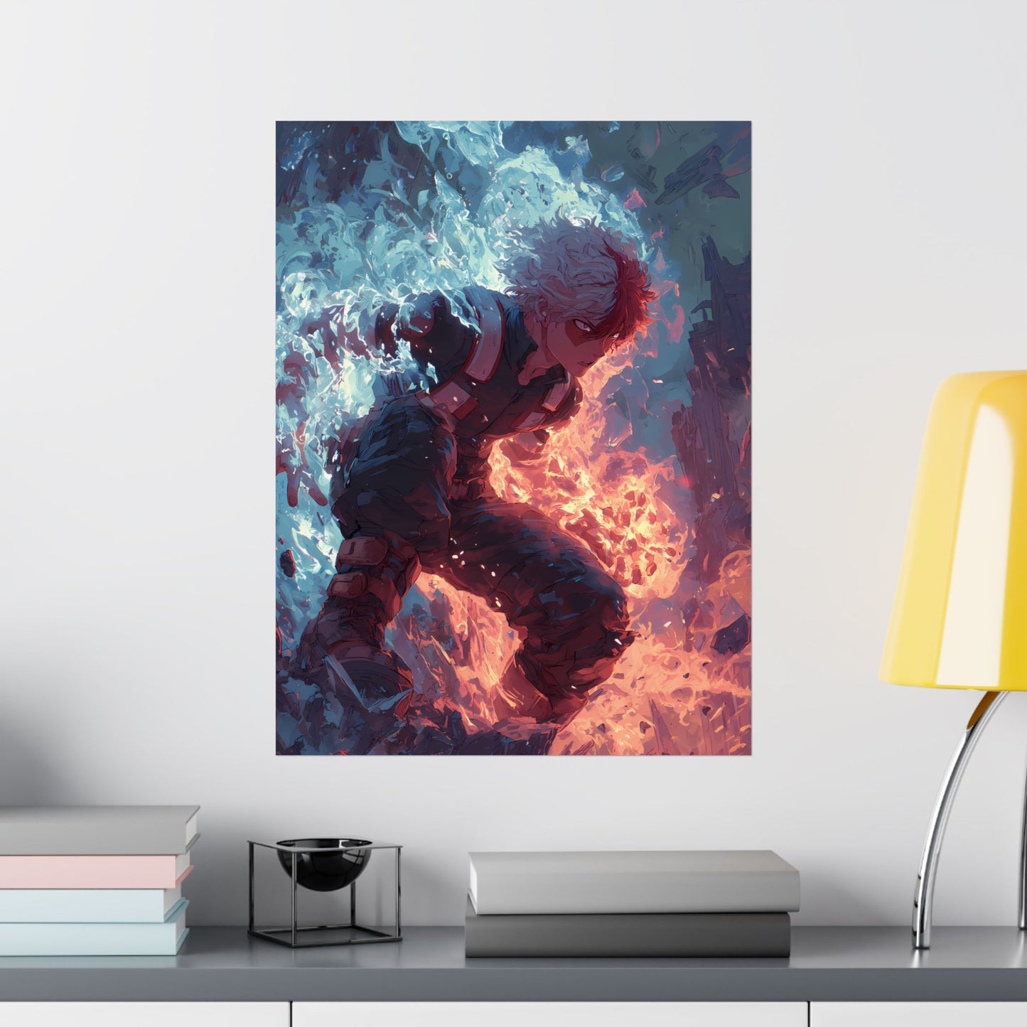 Icy Flames Shoto Todoroki My Hero Academia Anime Matte Vertical Poster Wall Art