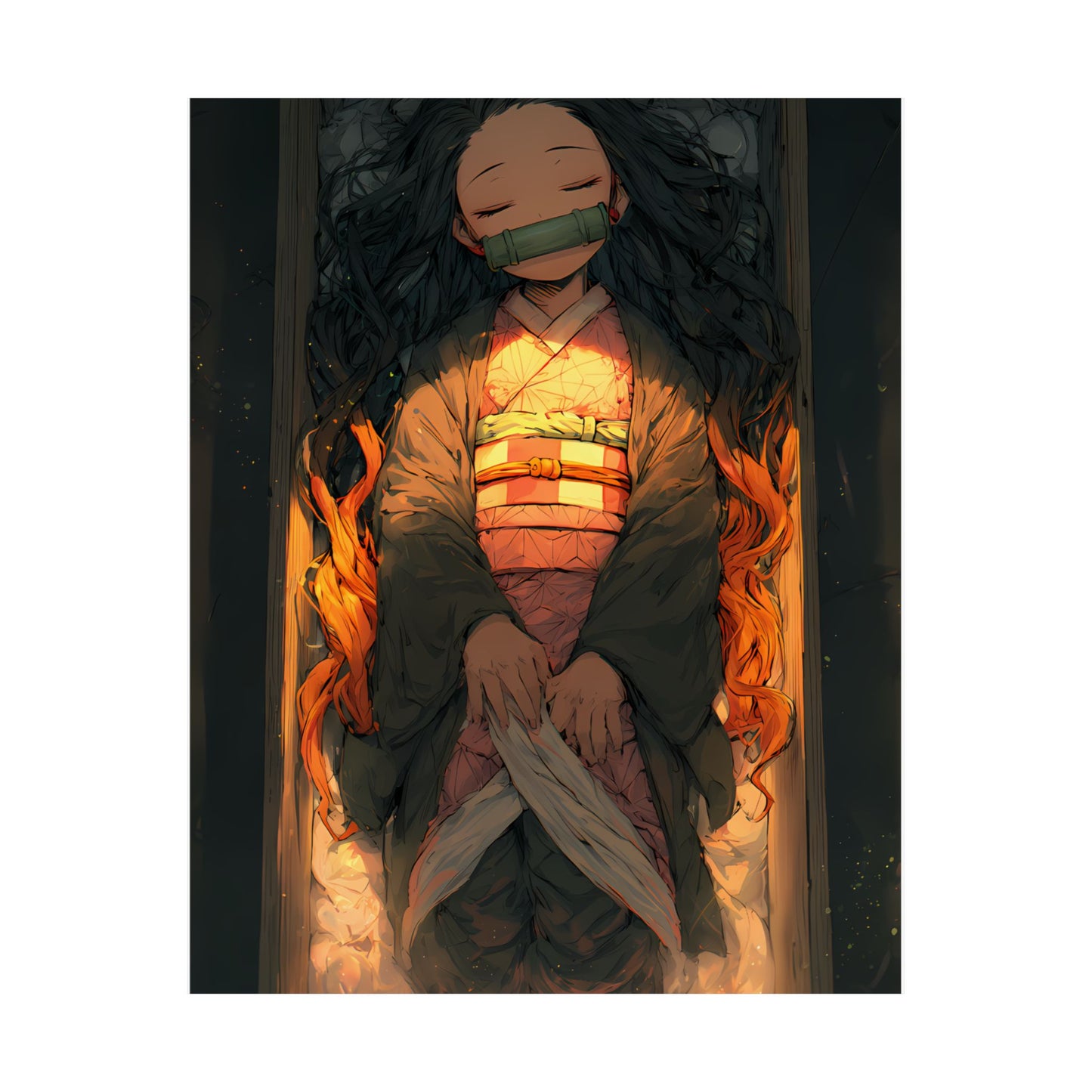 Sleeping Nezuko, Demon Slayer Anime Matte Vertical Poster Wall Art