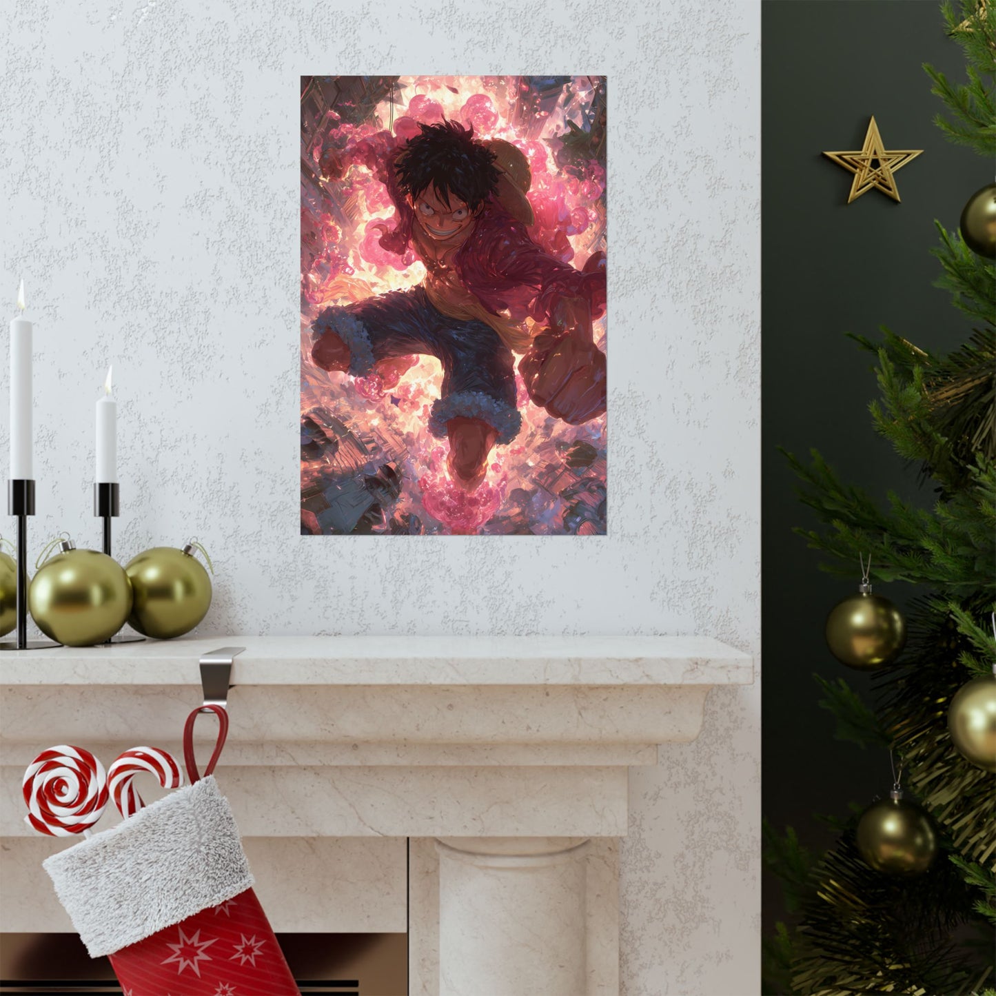 Monkey D. Luffy, One Piece Anime Gomu Gomu No Mi Matte Vertical Poster Wall Art