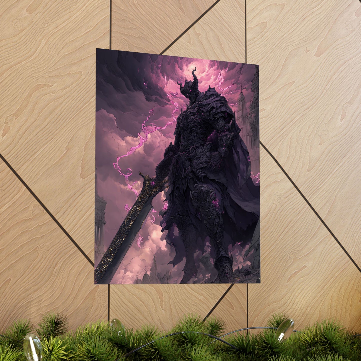 Dark Elemental Knight, Original Anime Art Matte Vertical Poster Wall Art