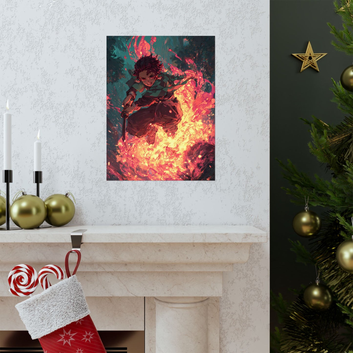 Tanjiro Kamado Hinokami Kagura, Demon Slayer Anime Matte Vertical Poster Wall Art
