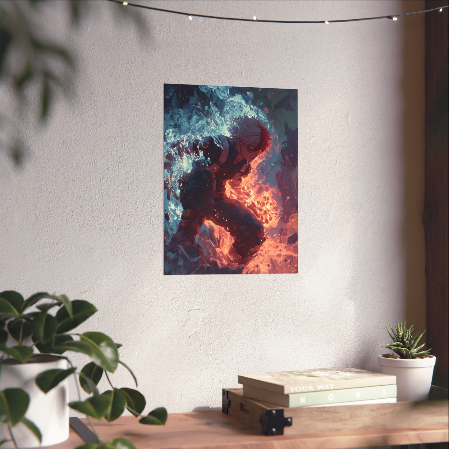 Icy Flames Shoto Todoroki My Hero Academia Anime Matte Vertical Poster Wall Art