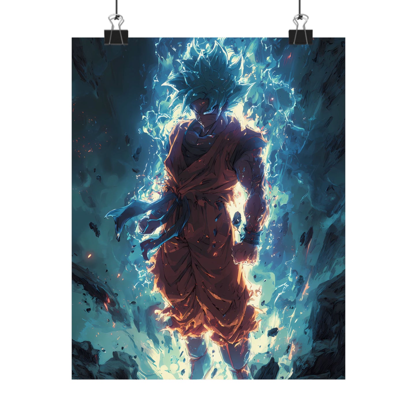 Super Saiyan Blue Goku, Dragon Ball Super Anime Fan Art Matte Vertical Poster Wall Art