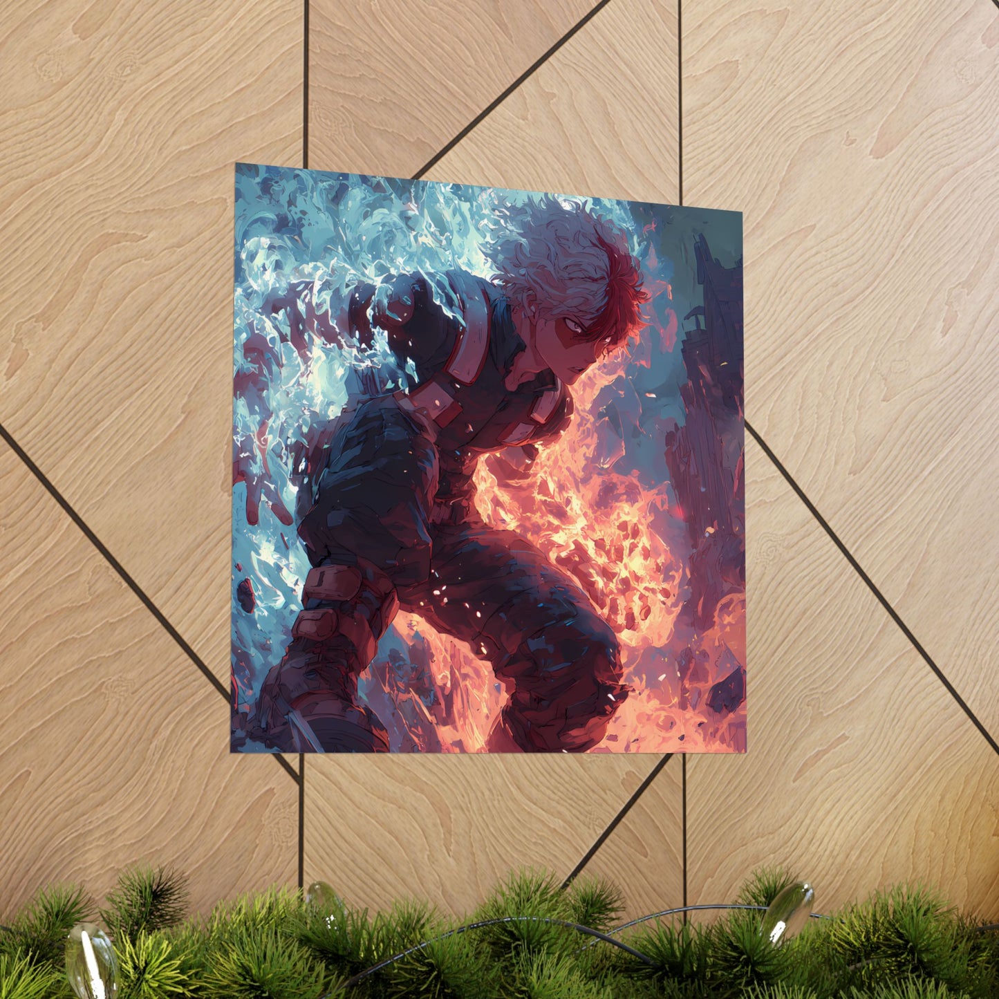 Icy Flames Shoto Todoroki My Hero Academia Anime Matte Vertical Poster Wall Art