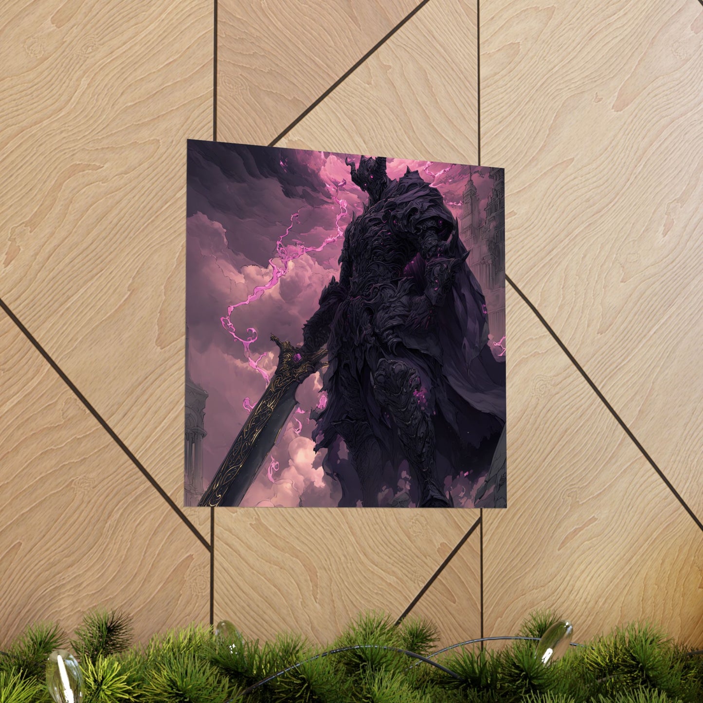 Dark Elemental Knight, Original Anime Art Matte Vertical Poster Wall Art