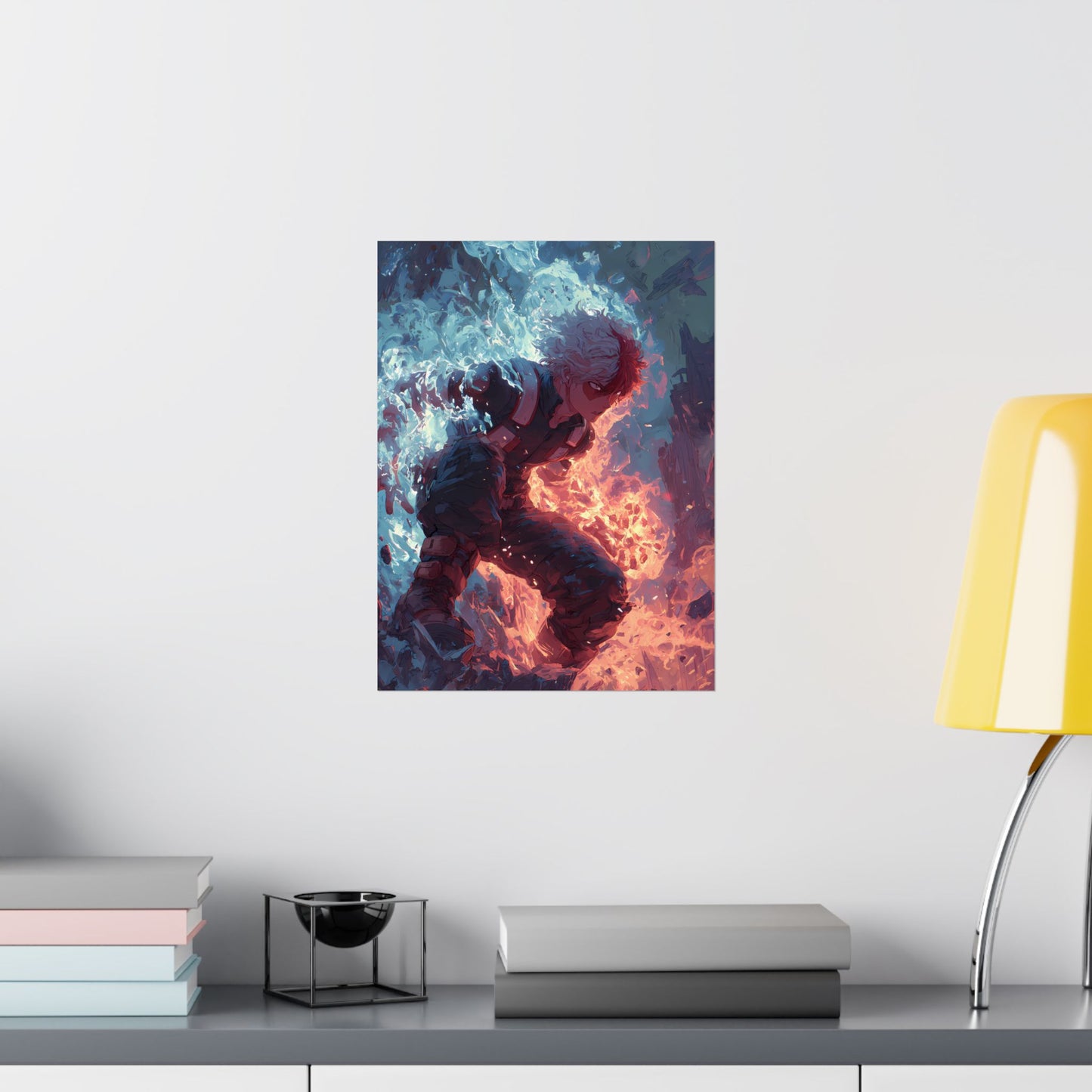 Icy Flames Shoto Todoroki My Hero Academia Anime Matte Vertical Poster Wall Art